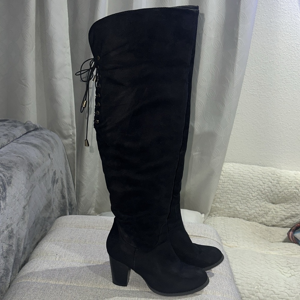 Knee High Suede Heel Boots